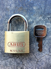 Load image into Gallery viewer, ABUS Economy Brass Padlock 55/40, 1-9/16" wide, keyed alike, Warning imprinted
